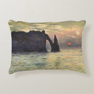 The Cliff Etretat, Sunset by Claude Monet Accent Pillow