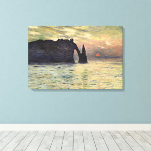 The Cliff Etretat, Sunset by Claude Monet Canvas Print