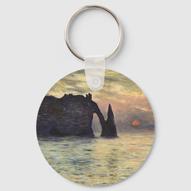 The Cliff Etretat, Sunset by Claude Monet Keychain (Front)