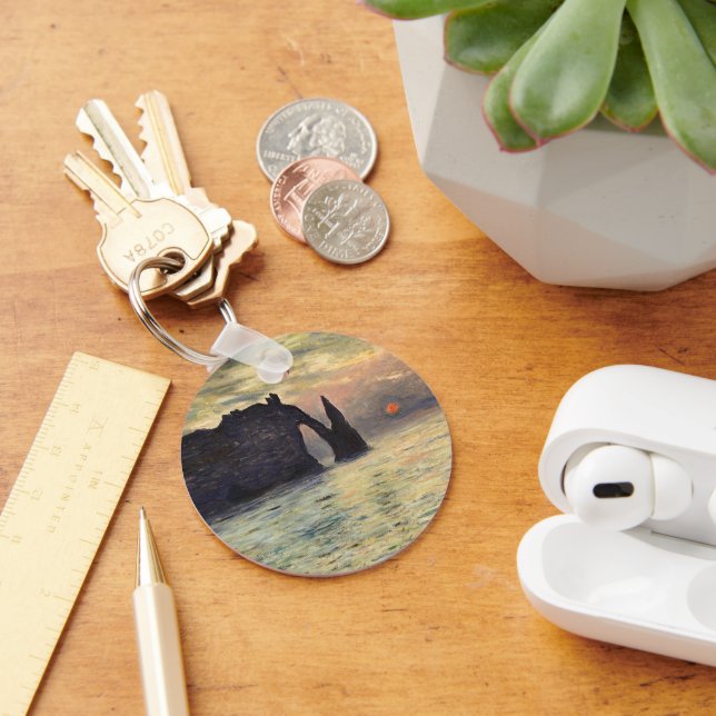 The Cliff Etretat, Sunset by Claude Monet Keychain (Desk)