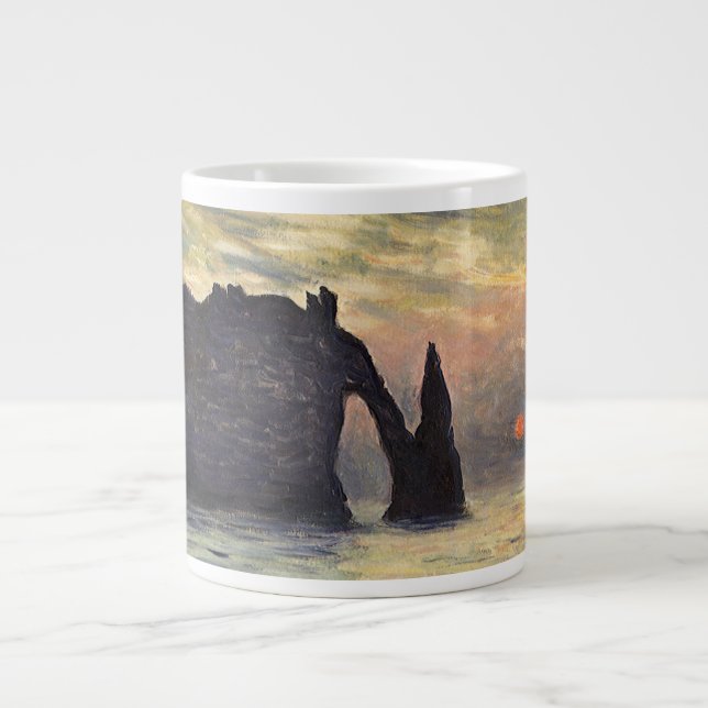 The Cliff Etretat, Sunset by Claude Monet Large Coffee Mug (Front)
