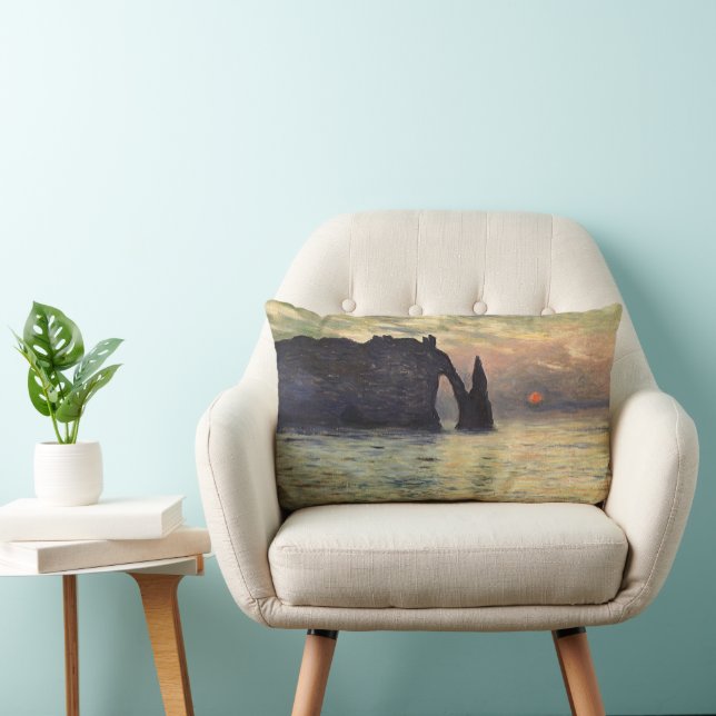 The Cliff Etretat, Sunset by Claude Monet Lumbar Pillow (Chair)