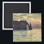 The Cliff Etretat, Sunset by Claude Monet Magnet<br><div class="desc">The Cliff, Etretat, Sunset (1883) by Claude Monet is a vintage impressionist fine art nautical painting. The sun is low in the sky over the ocean. A maritime seascape featuring a rocky outcrop near the shore at Etretat, France. About the artist: Claude Monet (1840-1926) was a founder of the French...</div>