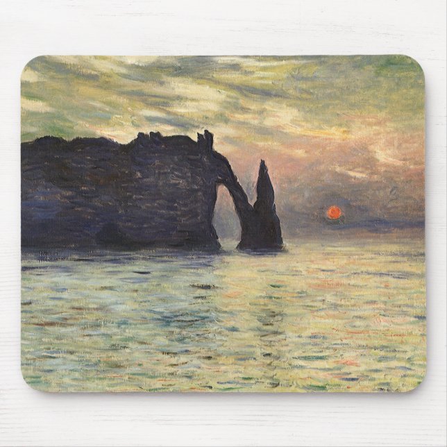 The Cliff Etretat, Sunset by Claude Monet Mouse Pad (Front)