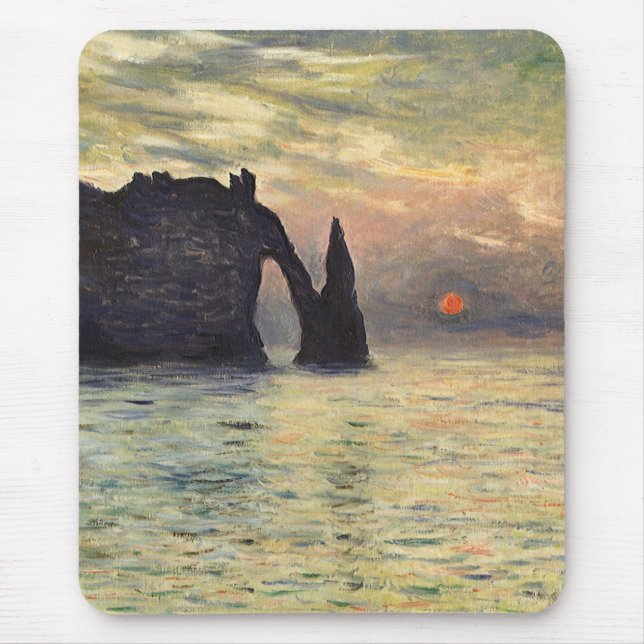 The Cliff Etretat, Sunset by Claude Monet Mouse Pad (Front)