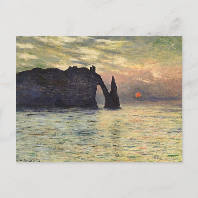 The Cliff Etretat, Sunset by Claude Monet Postcard (Front)