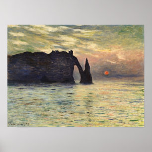 The Cliff Etretat, Sunset by Claude Monet Poster