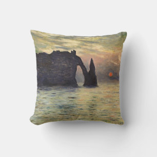 The Cliff Etretat, Sunset by Claude Monet Throw Pillow