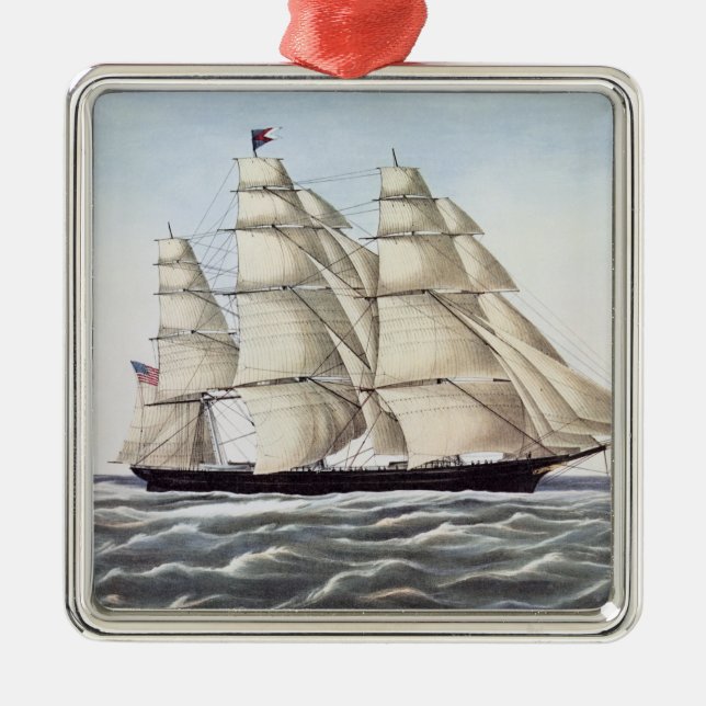 The Clipper Ship "Flying Cloud" Metal Ornament (Front)