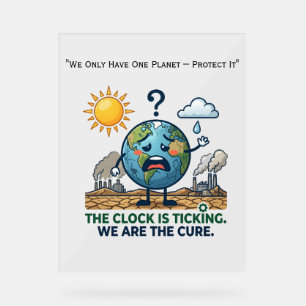 The Clock Is Ticking   Eco Awareness Earth  Acrylic Sign