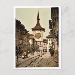 The clock tower, Berne, Town, Switzerland vintage Postcard