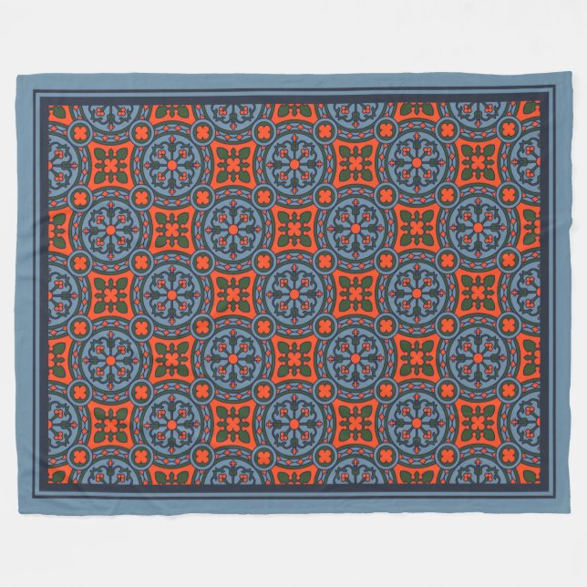 The Cloister Comfort Throw: Medieval Geometric Fleece Blanket (Front (Horizontal))