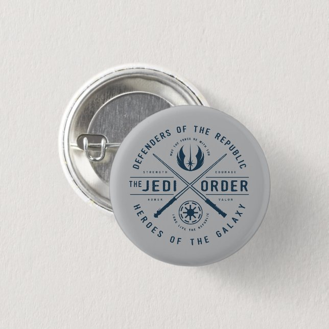 The Clone Wars | Jedi Sabres Emblem 1 Inch Round Button (Front & Back)