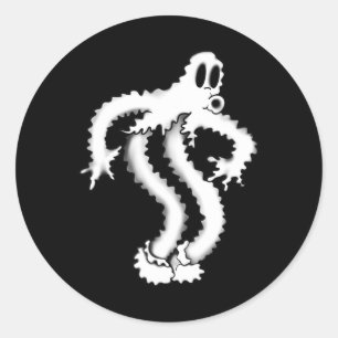 The Clown Ghost Shaky Spooky Blackwork Classic Round Sticker
