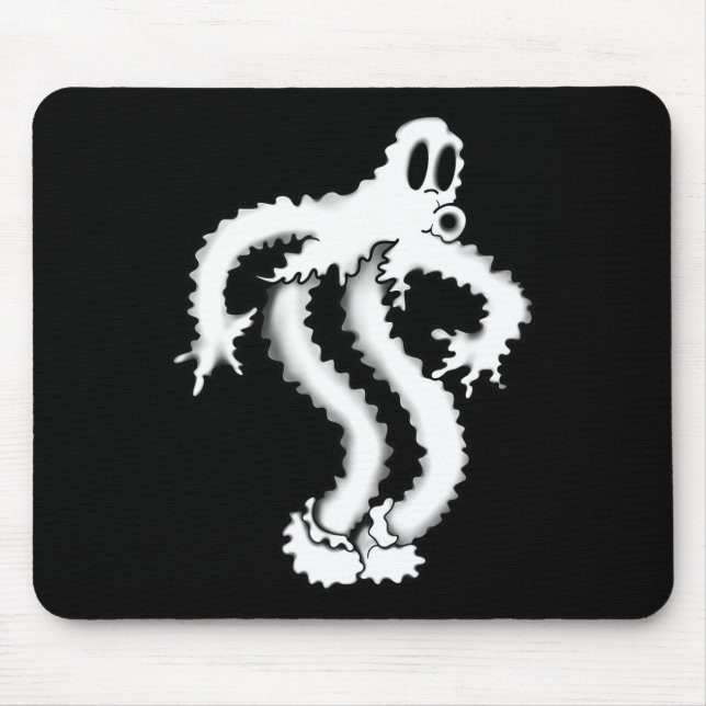 The Clown Ghost Shaky Spooky Blackwork  Mouse Pad (Front)