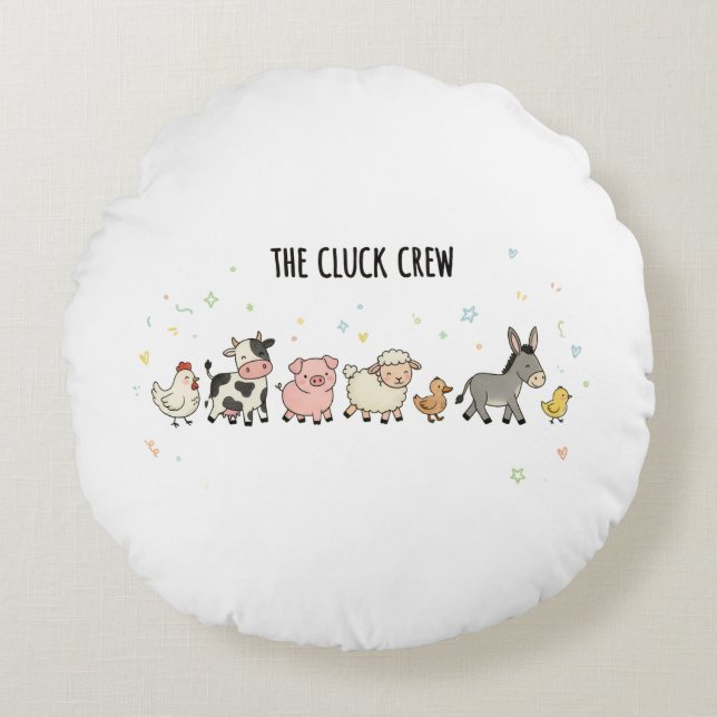 "The Cluck Crew" Round Pillow (Front)
