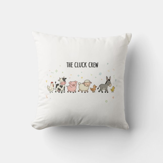 "The Cluck Crew" Throw Pillow (Front)