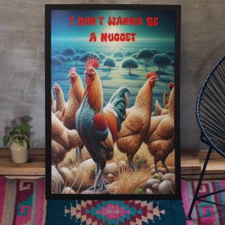 The Clucking Commune in the Meadow Poster