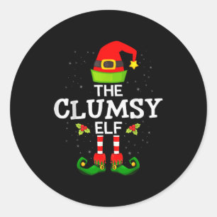 The Clumsy Elf Christmas Family Matching Pajama Classic Round Sticker