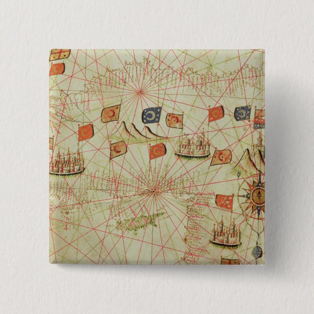 The Coast of Turkey and Cyprus 2 Inch Square Button (Front)