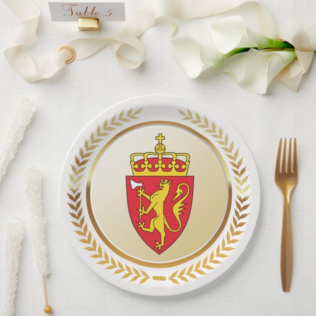 The Coat of Arms of Norway Paper Plate (Wedding)
