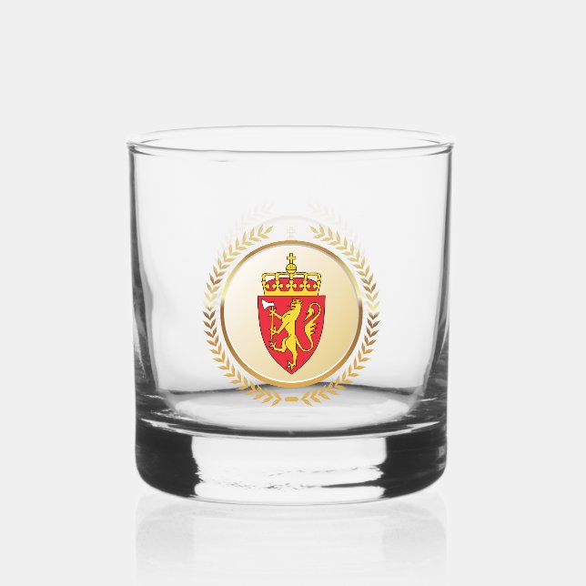 The Coat of Arms of Norway Whiskey Glass (Front)