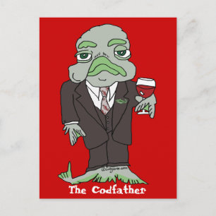 The Codfather Cartoon Fish Custom Postcard