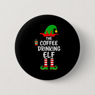 The Coffee Drinking Elf Matching Family Christmas  2 Inch Round Button