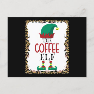The Coffee Elf Leopard Elf Christmas Gift Postcard