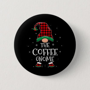 The Coffee Gnome Xmas Family Matching Plaid Christ 2 Inch Round Button