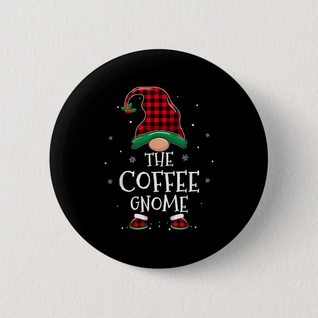 The Coffee Gnome Xmas Family Matching Plaid Christ 2 Inch Round Button (Front)