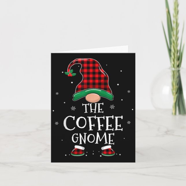 The Coffee Gnome Xmas Family Matching Plaid Christ Card (Front)