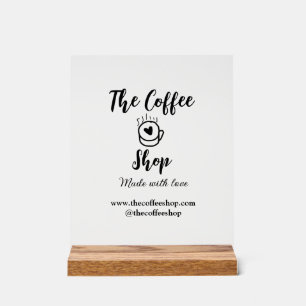 The coffee shop and website social media business acrylic sign