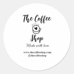 The coffee shop and website social media business  classic round sticker