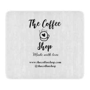 The coffee shop and website social media business cutting board