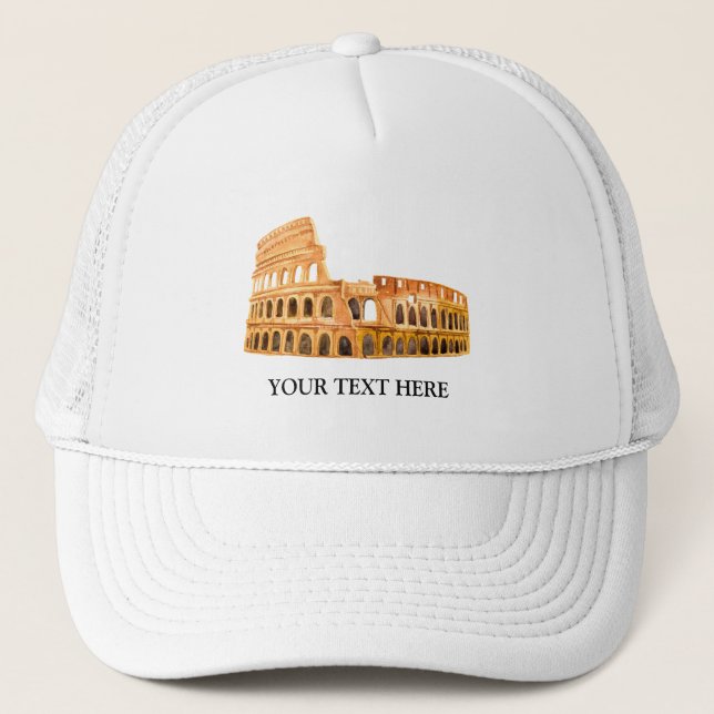 The Coliseum Rome, Italy Personalized Design Trucker Hat (Front)