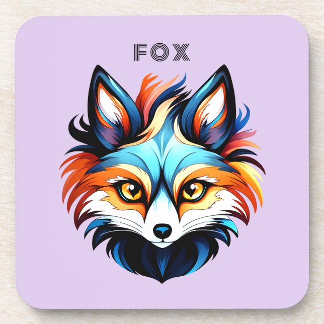 The Colorful Fox - Head Portrait Coaster (Front)