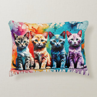 The Colorful Quartet: Paws and Paint! Accent Pillow