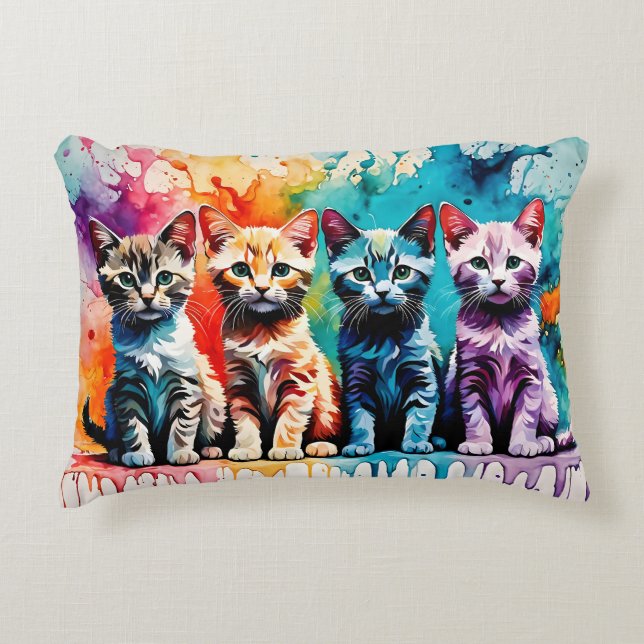 The Colorful Quartet: Paws and Paint! Accent Pillow (Front)