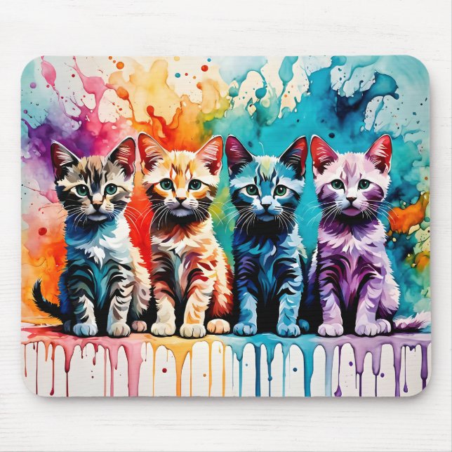 The Colorful Quartet: Paws and Paint! Mouse Pad (Front)