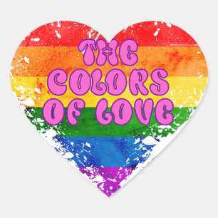 The Colors of Love Gay Pride LGBTQ Rainbow Heart Sticker