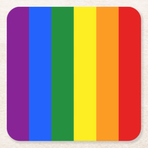 The colors of the rainbow square paper coaster