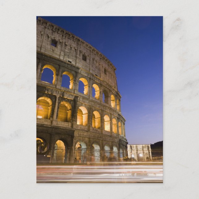 the Colosseum ampitheatre illuminated at night Postcard (Front)