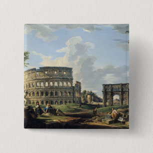 The Colosseum and the Arch of Constantine 2 Inch Square Button