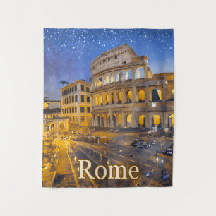 The Colosseum in Rome at Night Tapestry