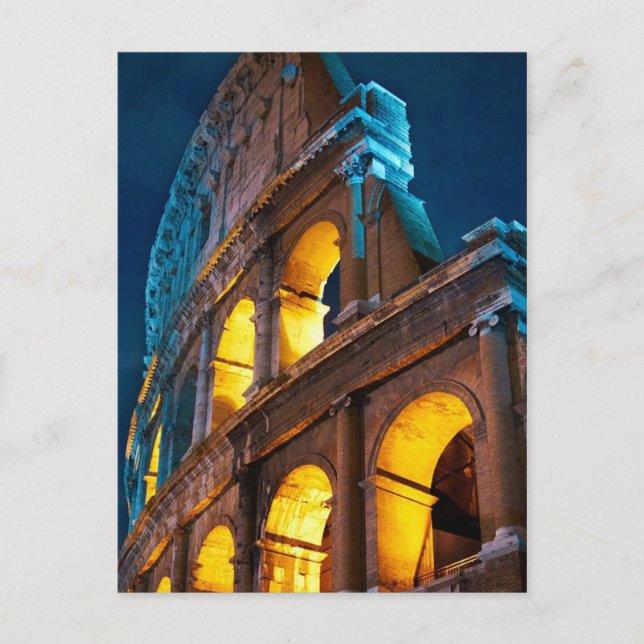 The Colosseum In Rome, Italy, At Night Postcard (Front)