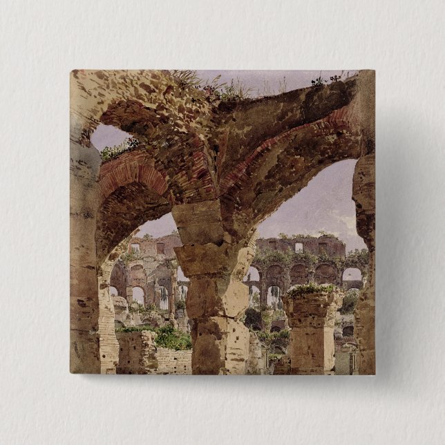 The Colosseum, Rome, 1835 2 Inch Square Button (Front)