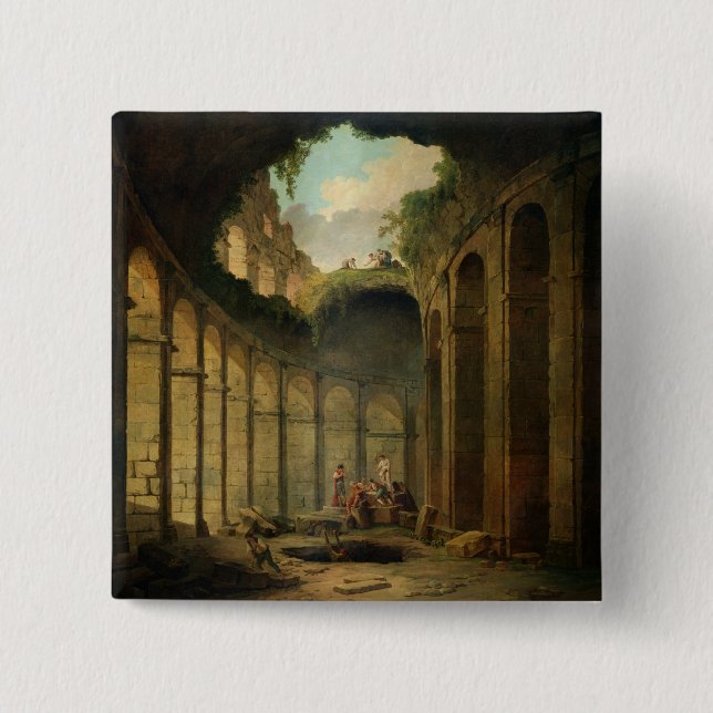 The Colosseum, Rome (oil on canvas) 2 Inch Square Button (Front)