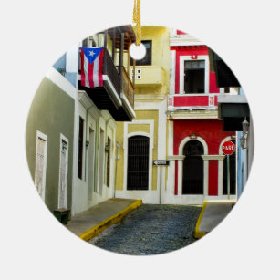 the colour of old San Juan Puerto Rico Ceramic Ornament