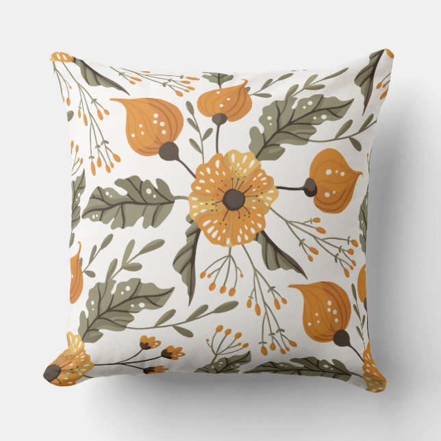 The colour of the mysterious flower throw pillow (Front)